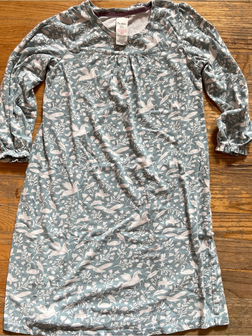 Mini Boden Sage Green Woodland Print Nightdress 6-7